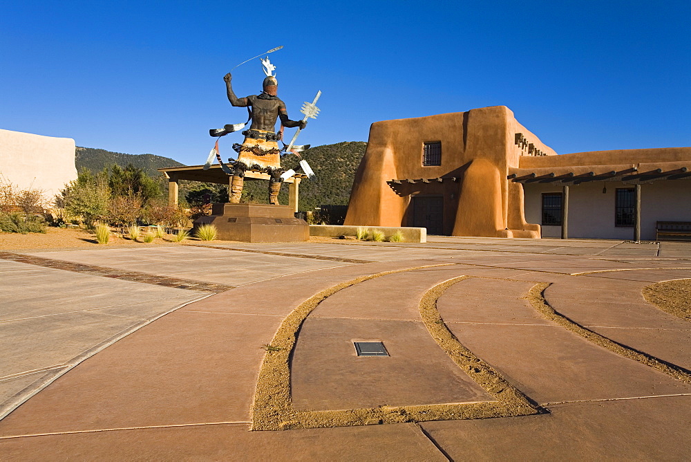 Apache Mountain Spirit Dancer sculpture by Craig Dan Goseyun and Anthropology Laboratory, New Mexico Museum, Museum Hill, City of Santa Fe, New Mexico, United States of America, North America