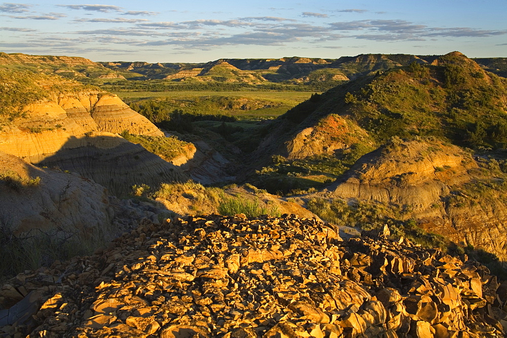 Slump Block area in Theodore Roosevelt National Park North Unit, Watford, North Dakota, United States of America, North America