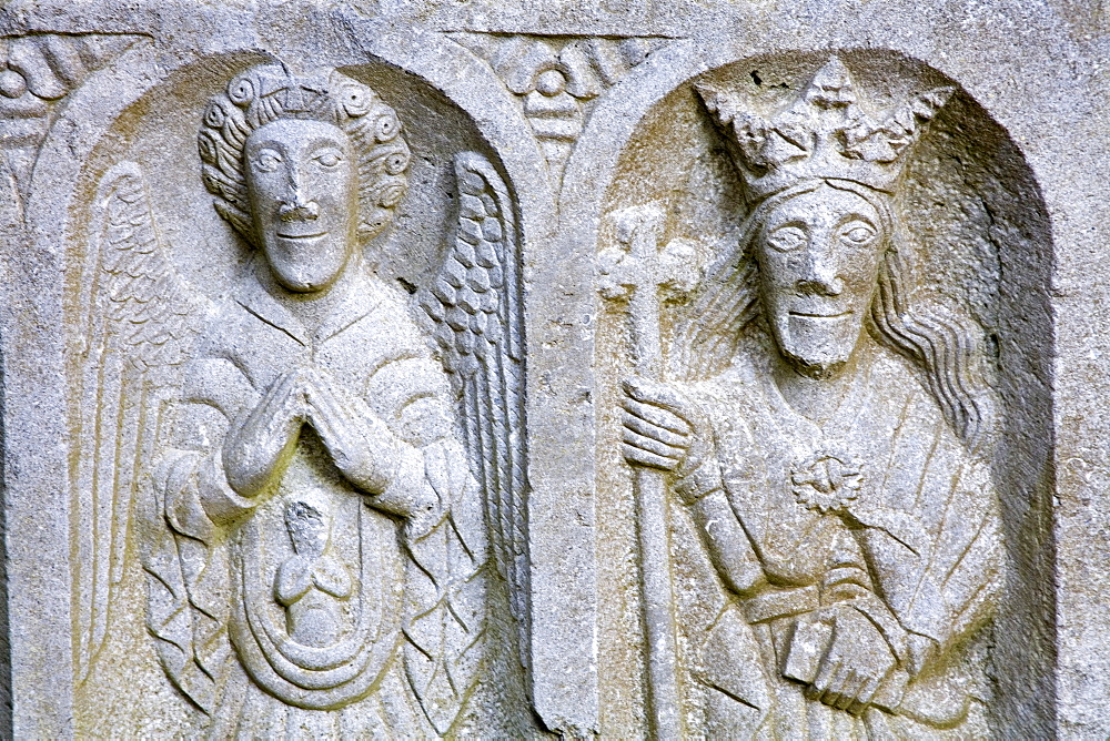 Stone Carving at Jerpoint Abbey, County Kilkenny, Leinster, Republic of Ireland, Europe