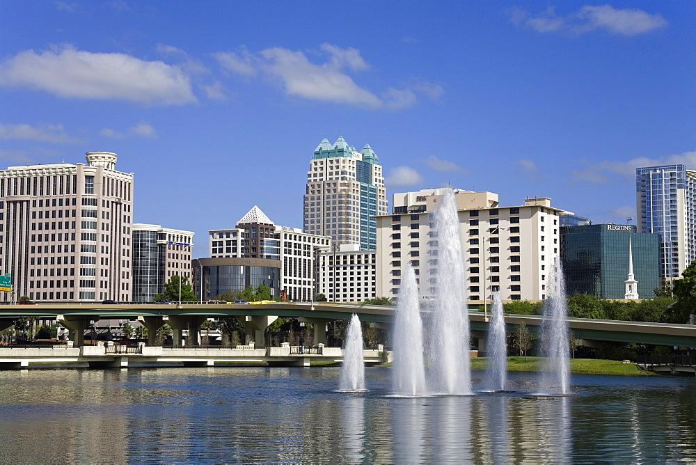 Fountain, Lake Lucerne, Orlando, Florida, United States of America, North America