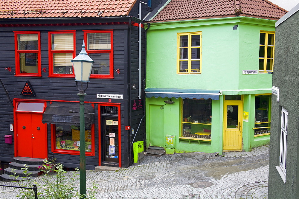 Wooden buildings in the Old Town District, Bergen City, Hordaland District, Norway, Scandinavia, Europe