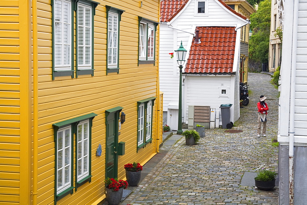 Wooden buildings in the Old Town District, Bergen City, Hordaland District, Norway, Scandinavia, Europe