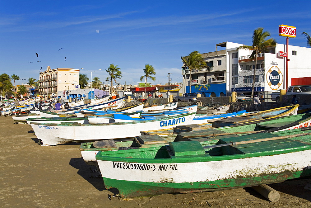 Fishing Boats on Playa Norte, Mazatlan, Sinaloa State, Mexico, North America