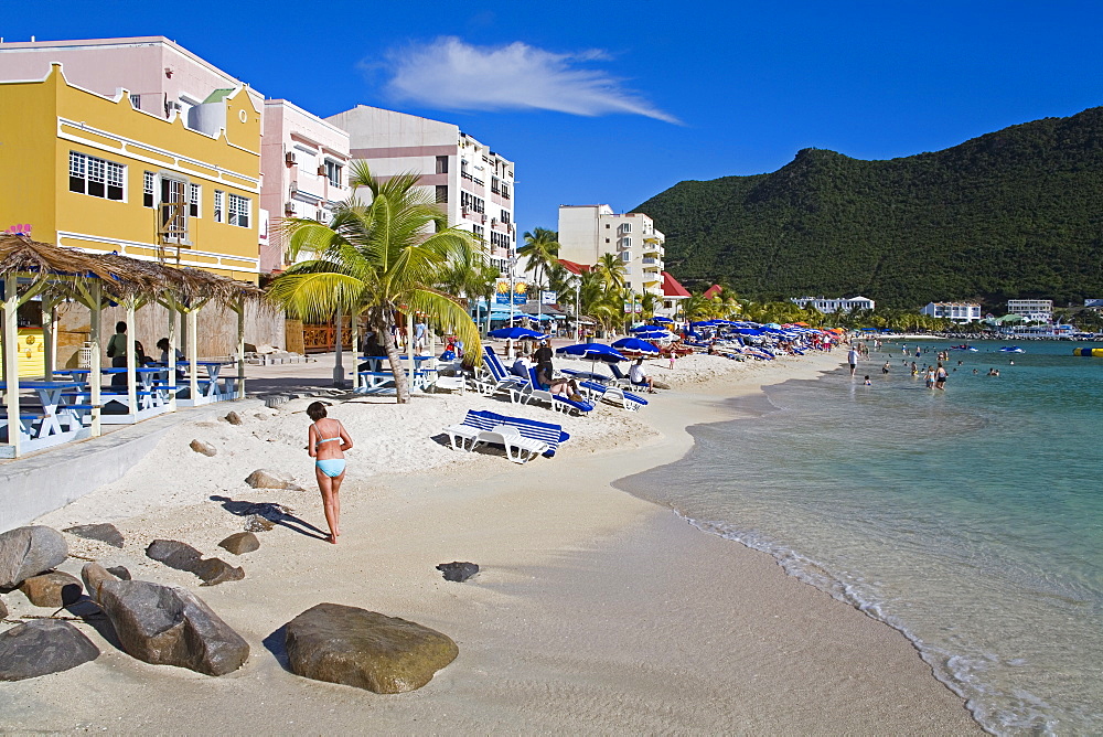 Great Bay Beach, Philipsburg, St. Maarten, Leeward Islands, Netherlands Antilles, West Indies, Caribbean, Central America