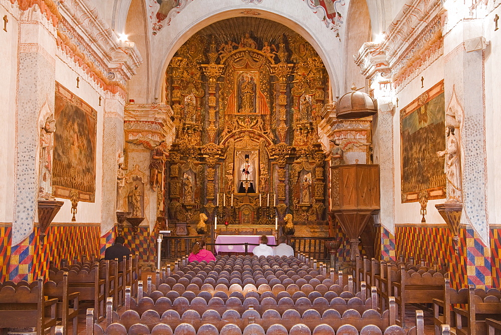 Interior of church, Mission San Xavier del Bac, Tucson, Arizona, United States of America, North America