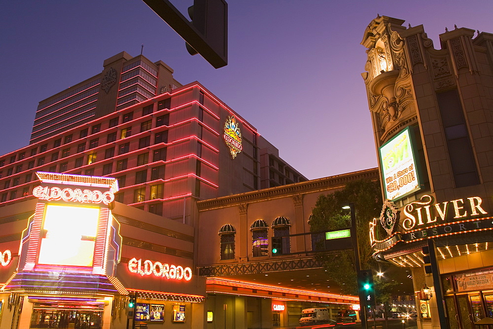 Eldorado and Silver Legacy Casinos on Virginia Street, Reno, Nevada, United States of America, North America