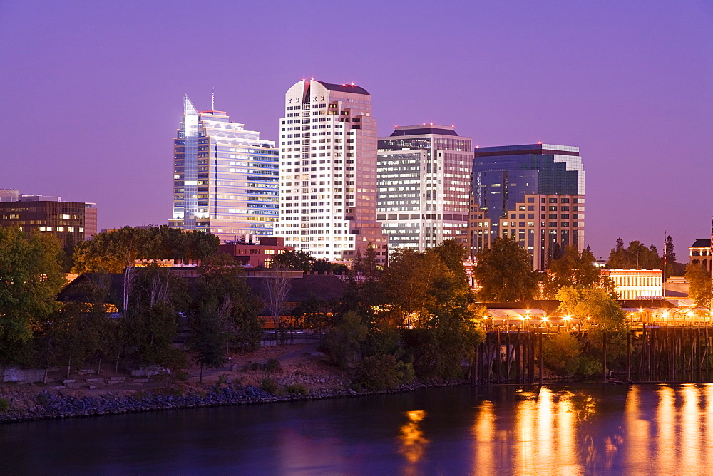 Sacramento River and skyline, Sacramento, California, United States of America, North America