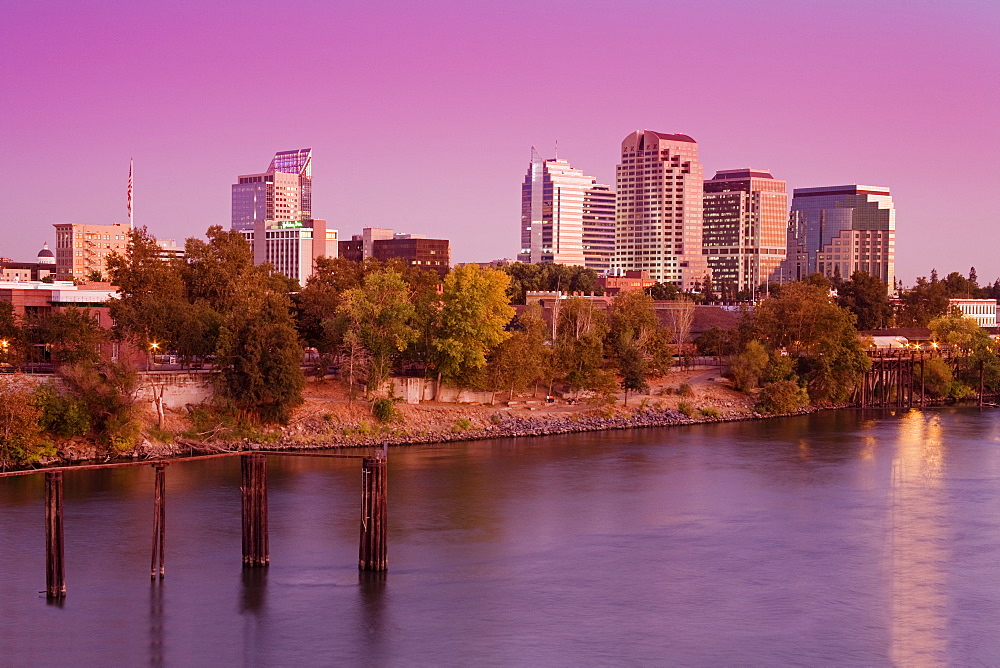 Sacramento River and skyline, Sacramento, California, United States of America, North America