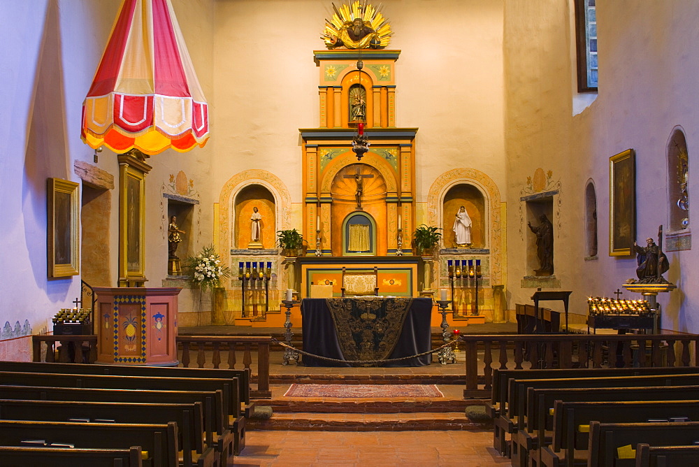 Church interior, Mission Basilica San Diego de Alcala, San Diego, California, United States of America, North America