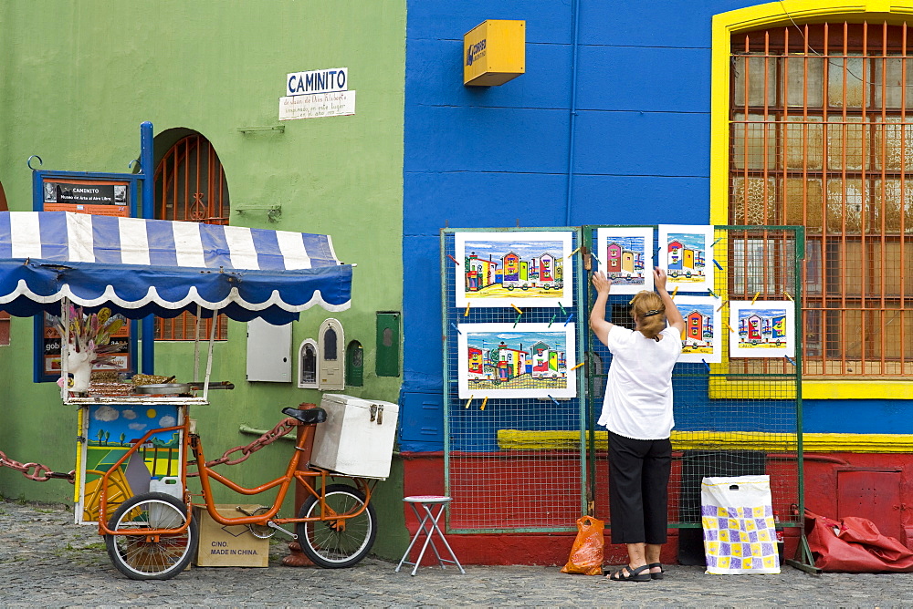 Vendor on El Caminito Street in La Boca District of Buenos Aires City, Argentina, South America