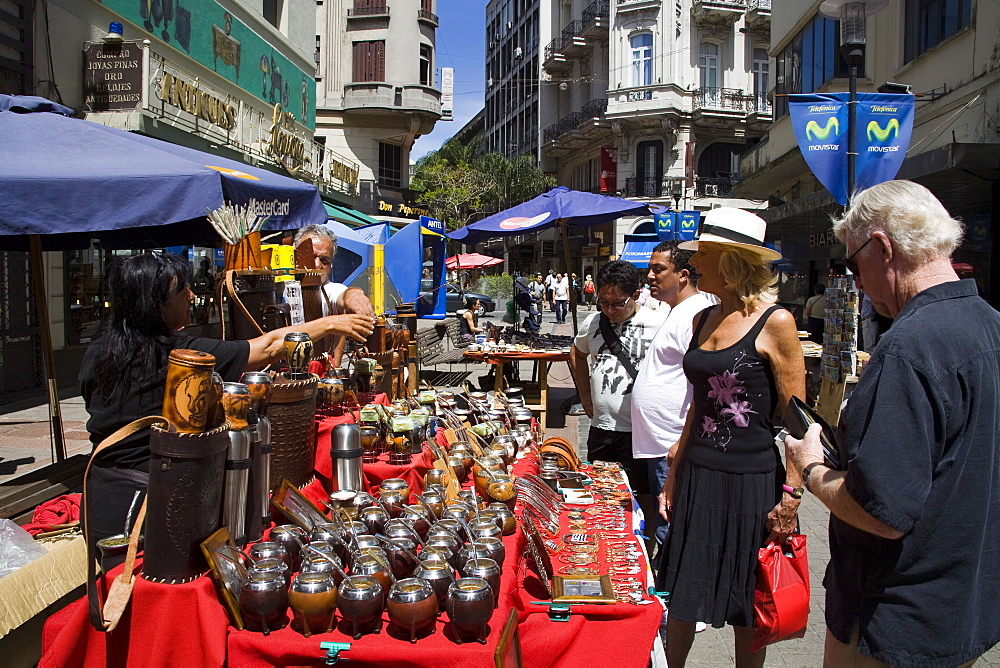 Selling Mate cups on Sarandi Street in the Old City District, Montevideo, Uruguay, South America