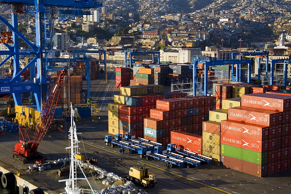 Crane in the Container Port, Valparaiso, Chile, South America