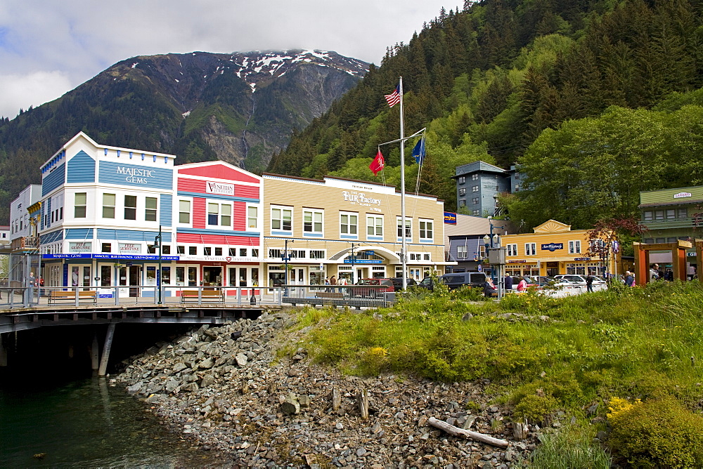 Stores on People's Wharf, Juneau, Southeast Alaska, United States of America, North America