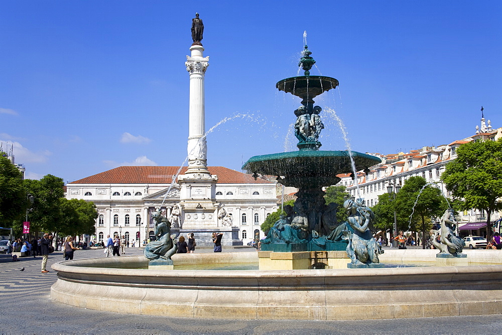 Dom Pedro Monument in the Rossio District, Lisbon, Portugal, Europe