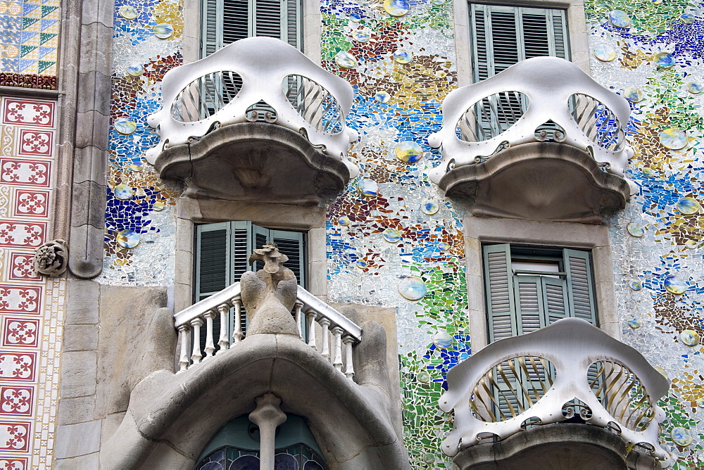 Casa Batllo by Gaudi, Barcelona, Catalonia, Spain, Europe