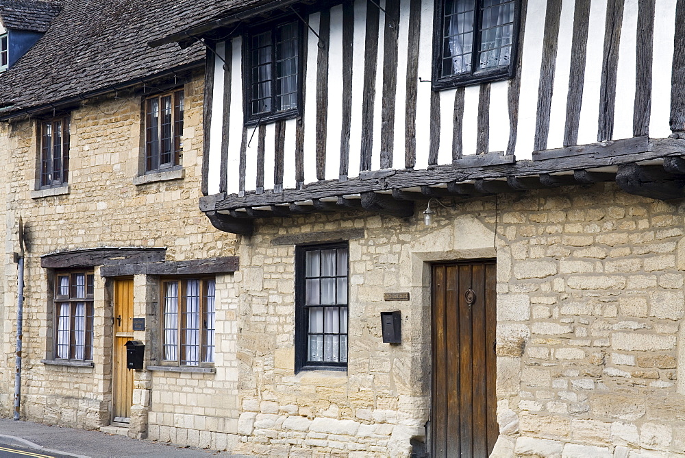 Tudor style house in Northleach Market Town, Gloucestershire, Cotswolds, England, United Kingdom, Europe