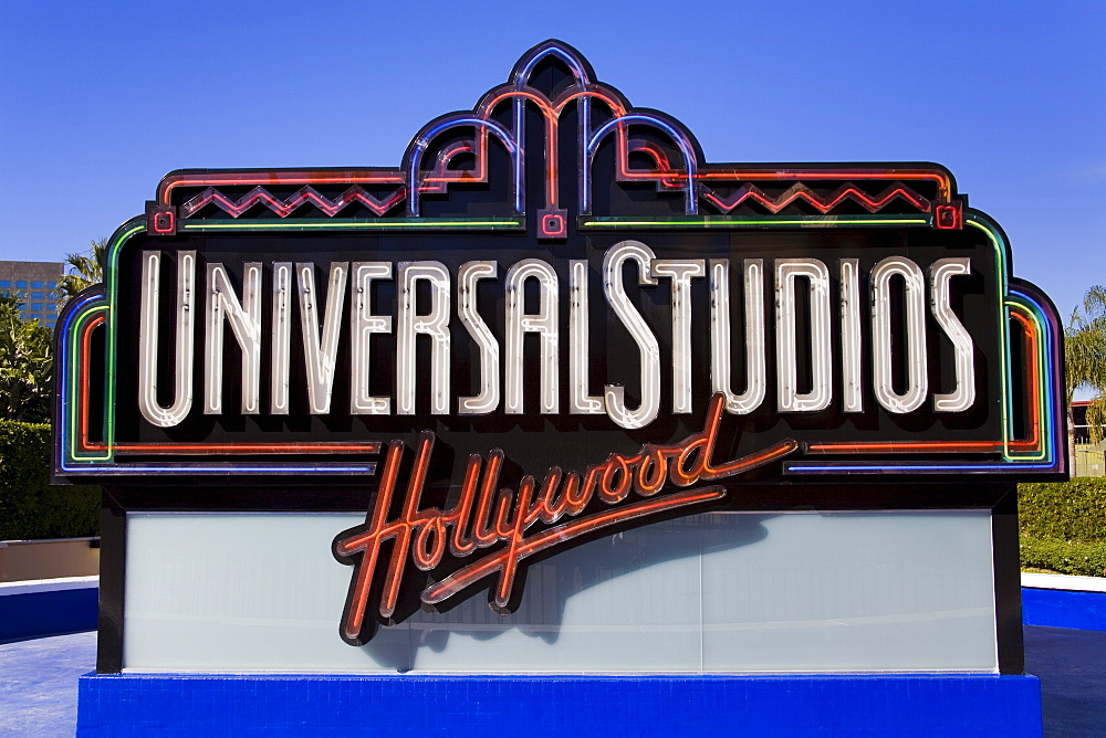 Universal Studios sign at Universal Studios Hollywood in Los Angeles, California, United States of America, North America