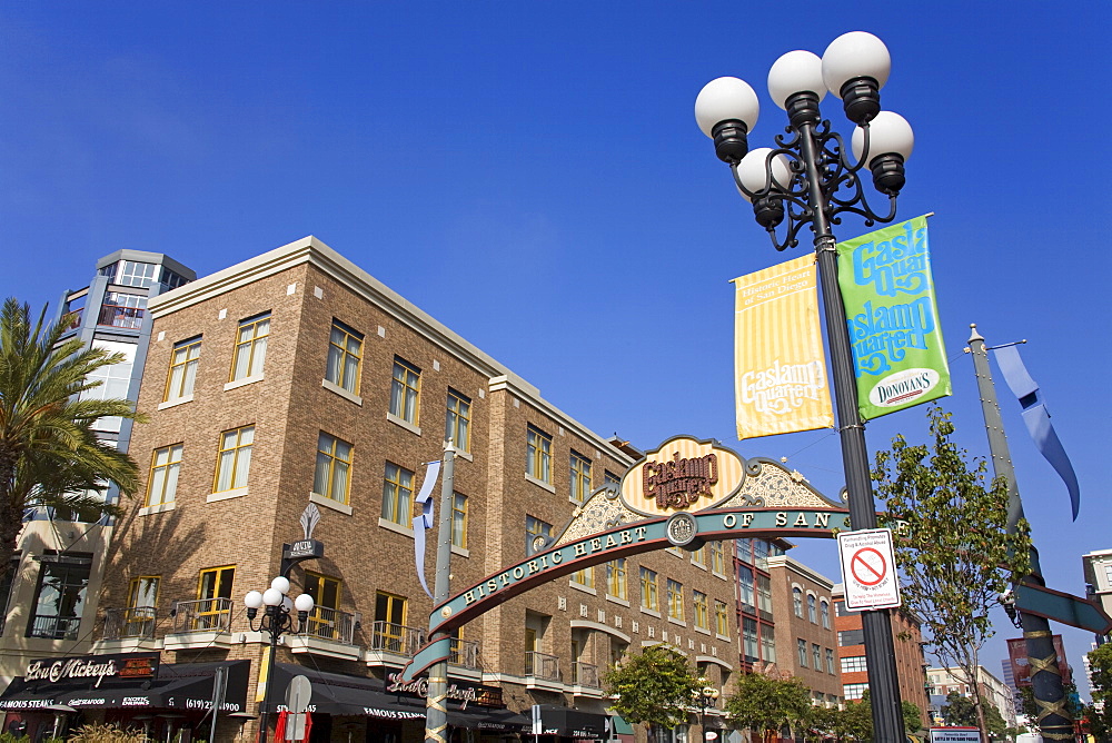 Gateway arch in the Gaslamp Quarter, San Diego, California, United States of America, North America