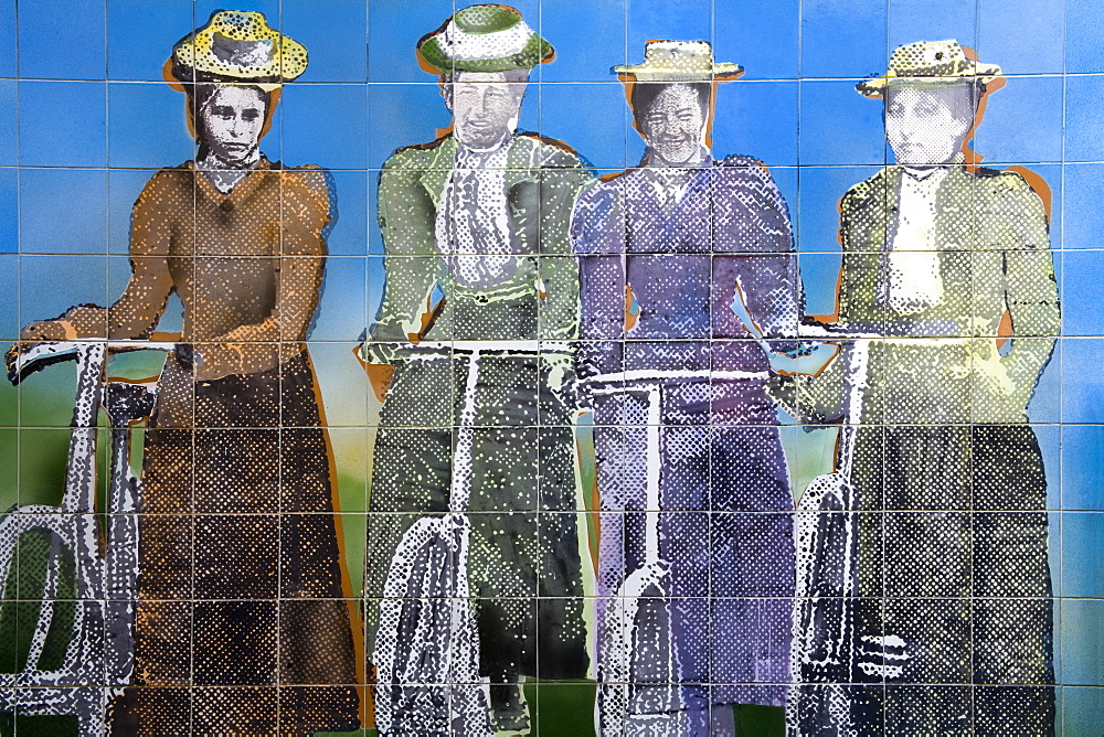 Women's Suffrage tile mural outside the Auckland Art Gallery, Auckland, North Island, New Zealand, Pacific