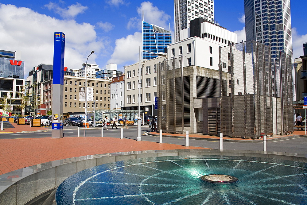 Fountain at Britomart Transport Centre, Taku Square, Central Business District, Auckland, North Island, New Zealand, Pacific