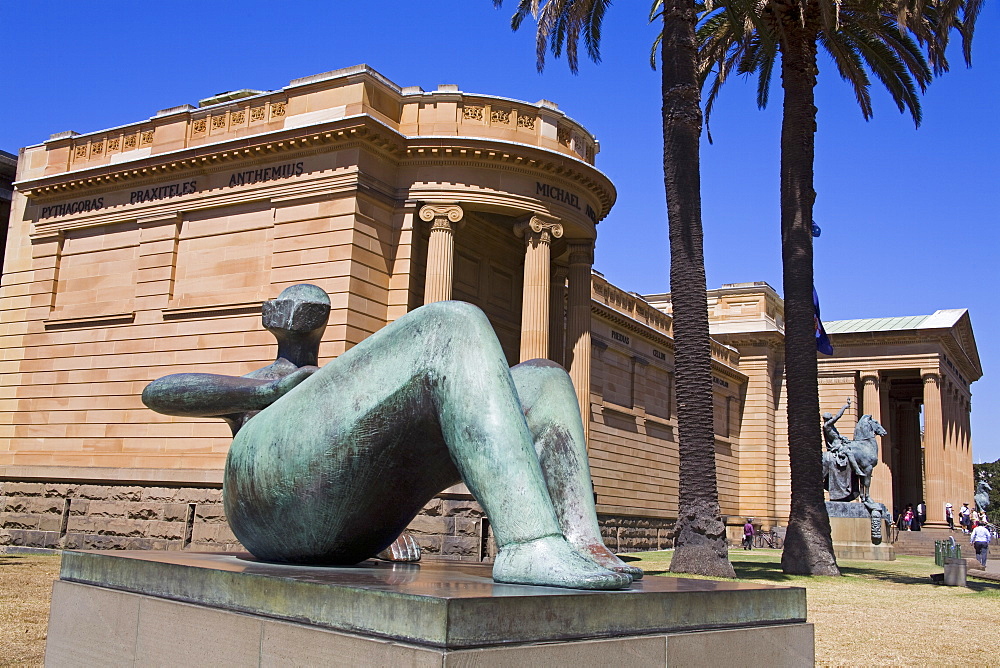 Reclining Figure by Henry Moore outside Art Gallery of New South Wales, The Domain Park, Sydney, New South Wales, Australia, Pacific