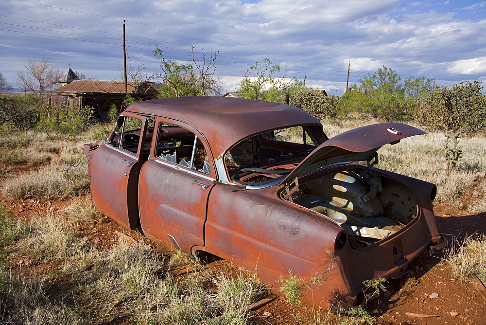 Old car in the Cuervo Ghost Town, New Mexico, United States of America, North America