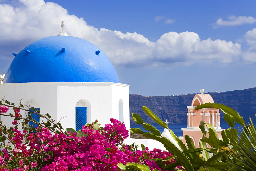 Greek Orthodox Church in Oia village, Santorini Island, Cyclades, Greek Islands, Greece, Europe