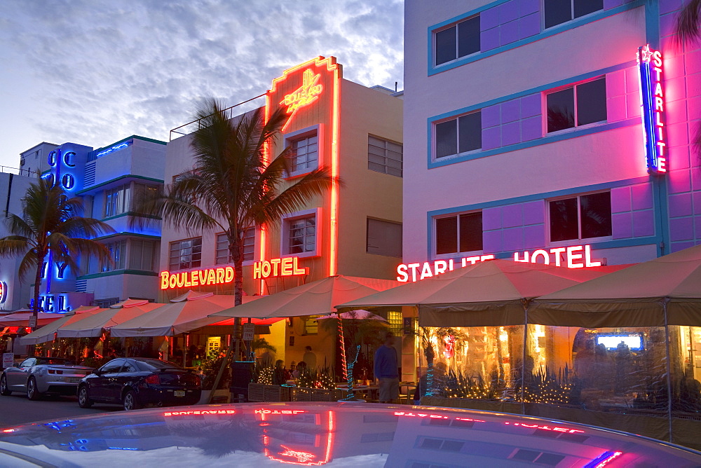 Hotels on Ocean Drive, South Beach, City of  Miami Beach, Florida, United States of America, North America