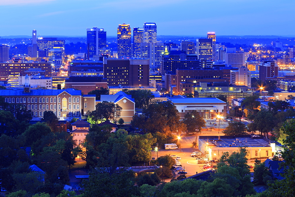 Birmingham skyline at twilight, Birmingham, Alabama, United States of America, North America 