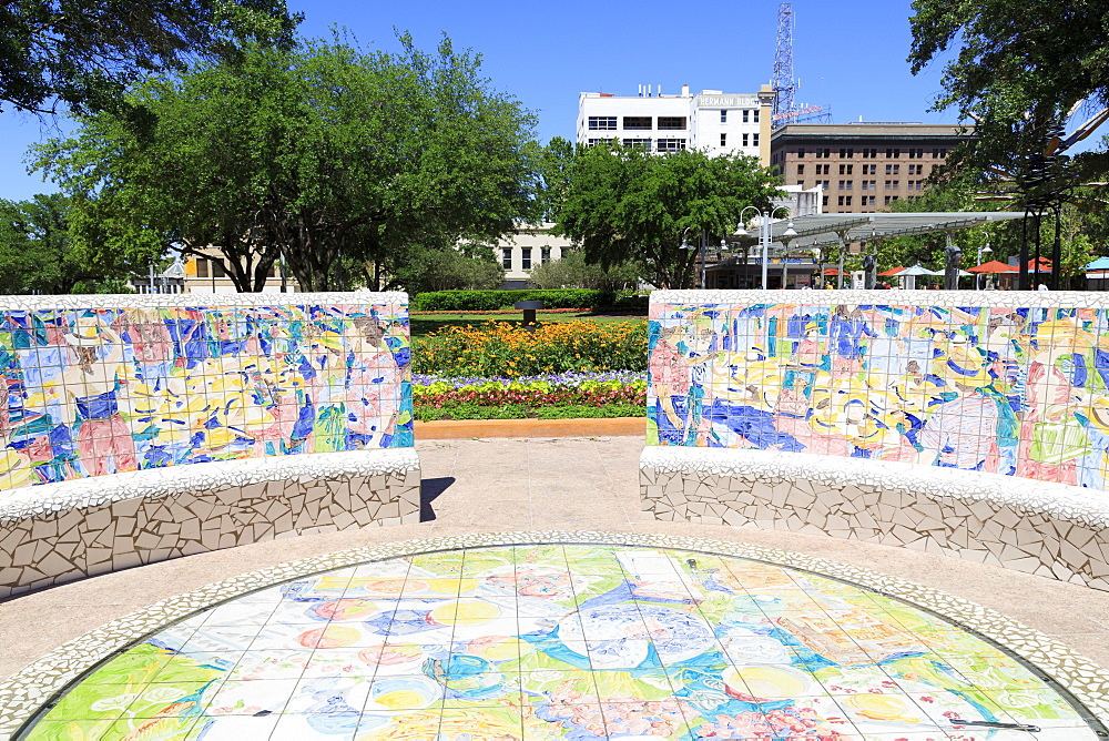 Tilework in Market Square Park, Houston, Texas, United States of America, North America