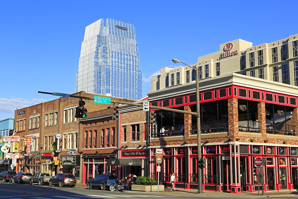 Pinnacle Tower and Broadway Street, Nashville, Tennessee, United States of America, North America