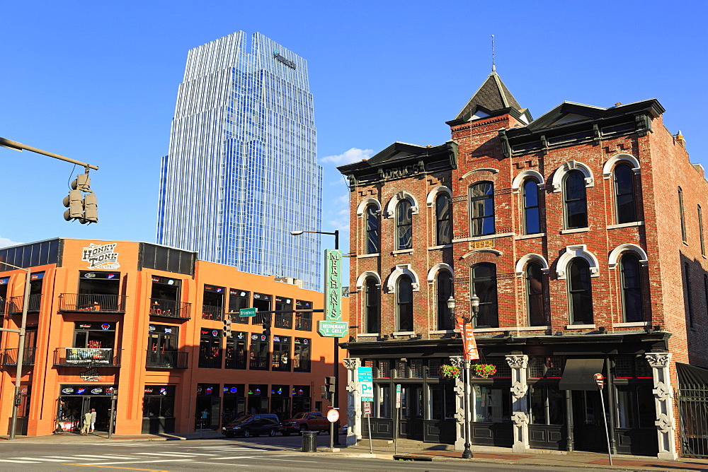 Pinnacle Tower and Broadway Street, Nashville, Tennessee, United States of America, North America