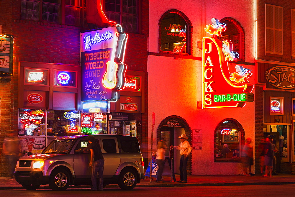 Neon signs on Broadway Street, Nashville, Tennessee, United States of America, North America