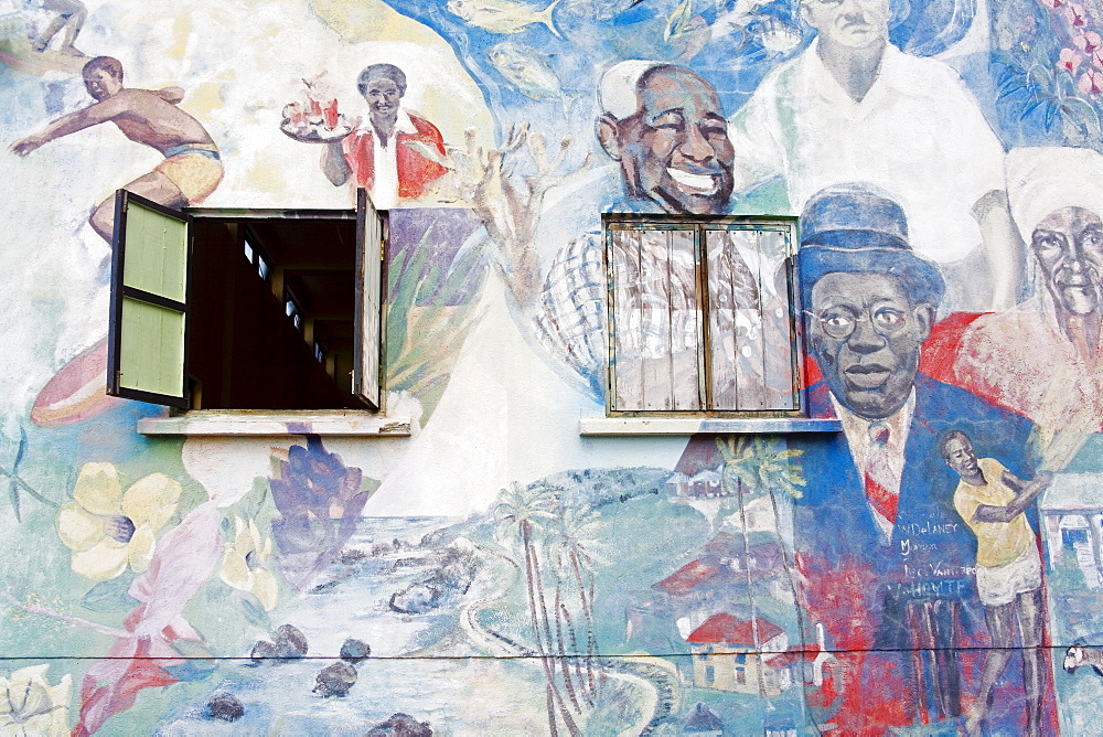 Mural, Bathsheba Community Center, St. Joseph's Parish, Barbados, West Indies, Caribbean, Central America