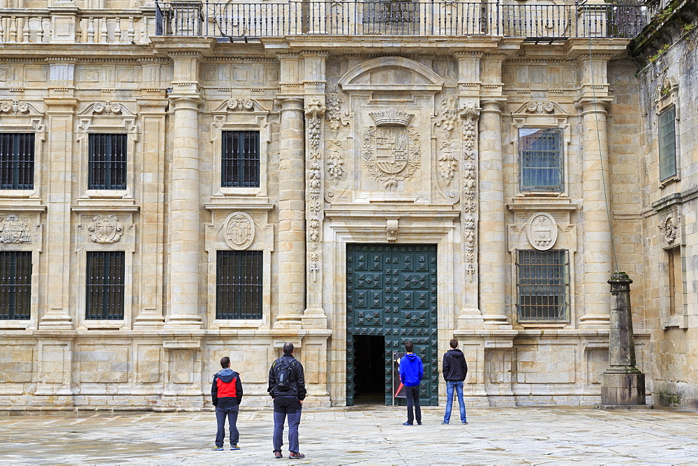 Cathedral entrance on Plaza Quintana, Santiago de Compostela, UNESCO World Heritage Site, Galicia, Spain, Europe 