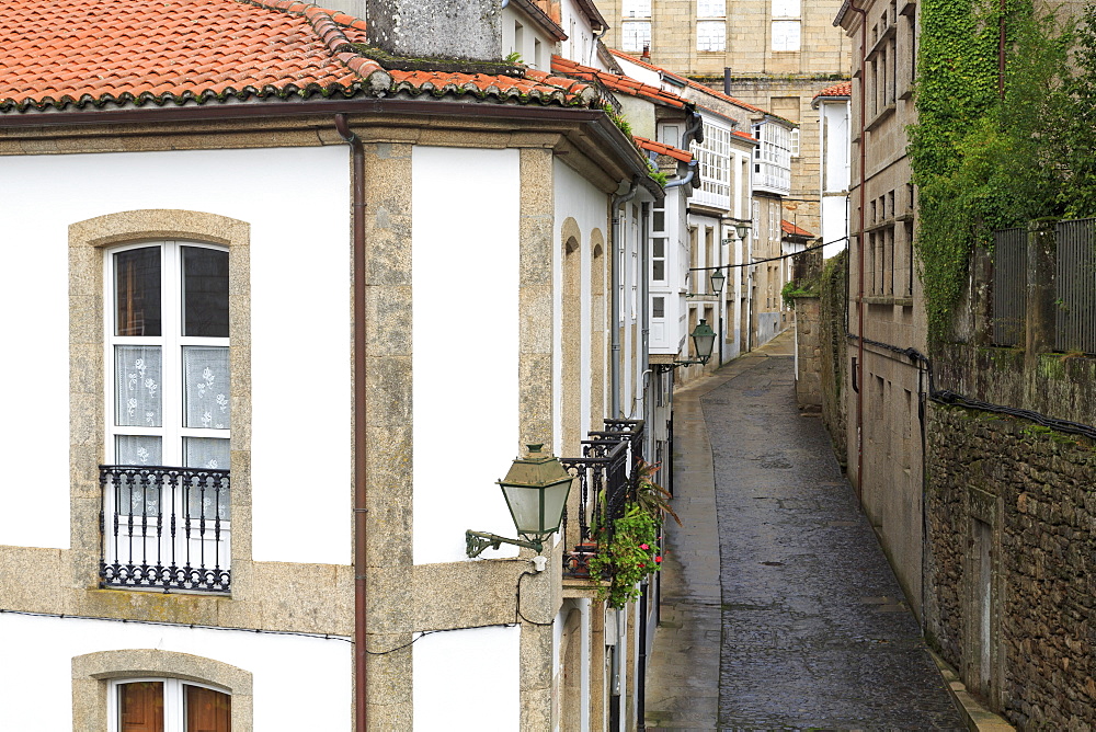 Franco Street in Old Town, Santiago de Compostela, Galicia, Spain, Europe 