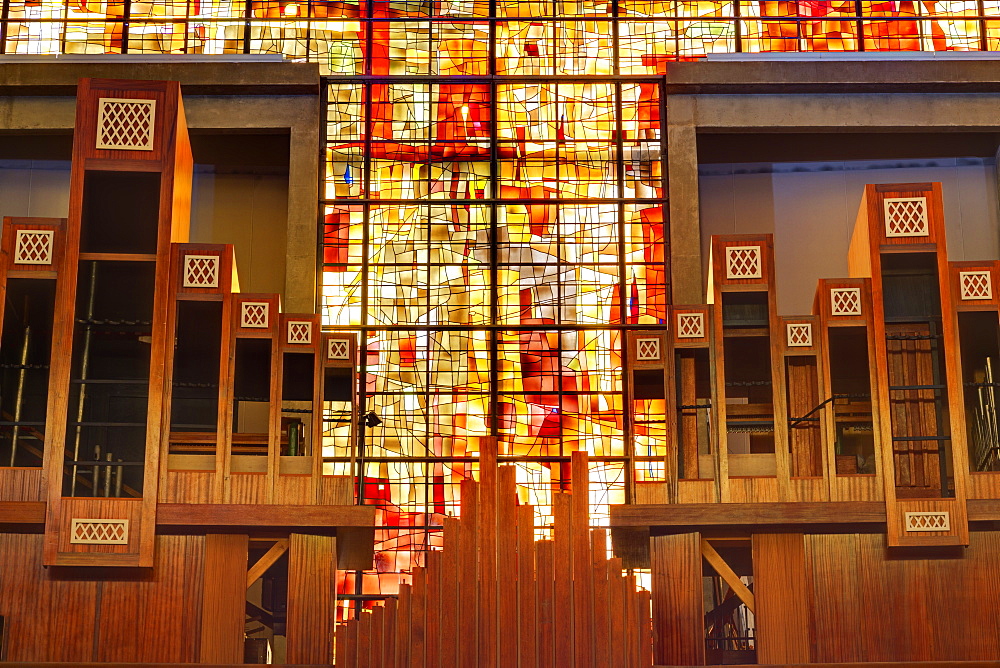 Stained glass in Saint Michel du Havre Church, Le Havre, Normandy, France, Europe