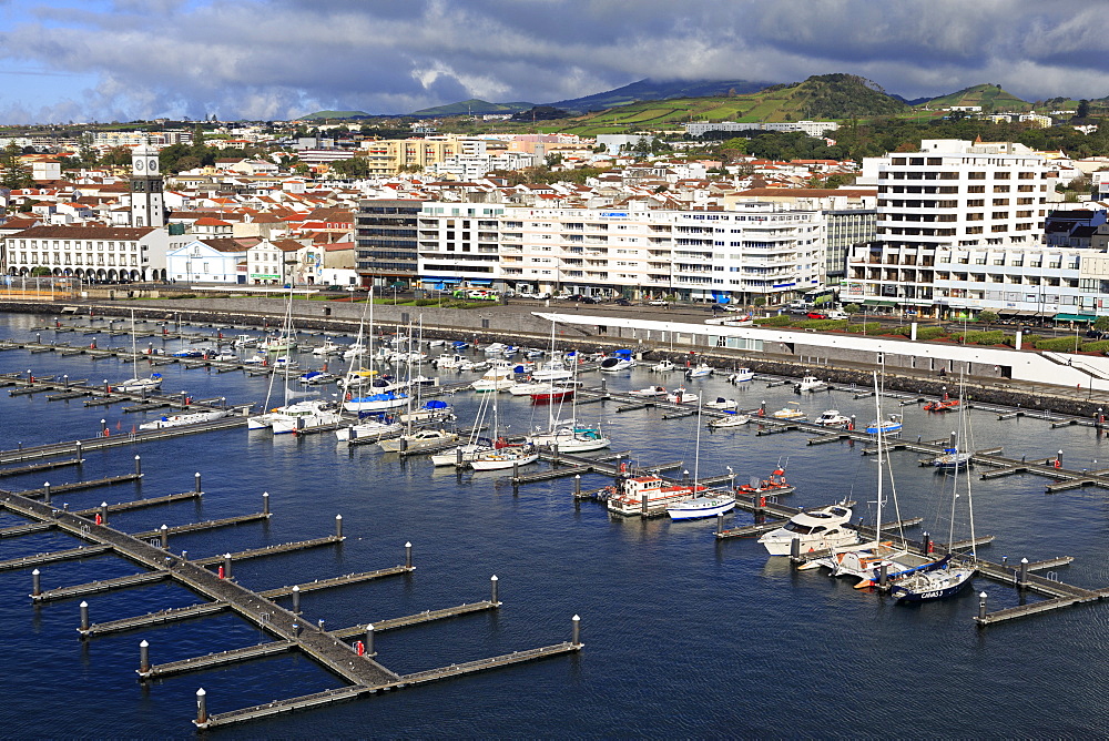 Yacht Marina in Ponta Delgada Port, Sao Miguel Island, Azores, Portugal, Atlantic, Europe 