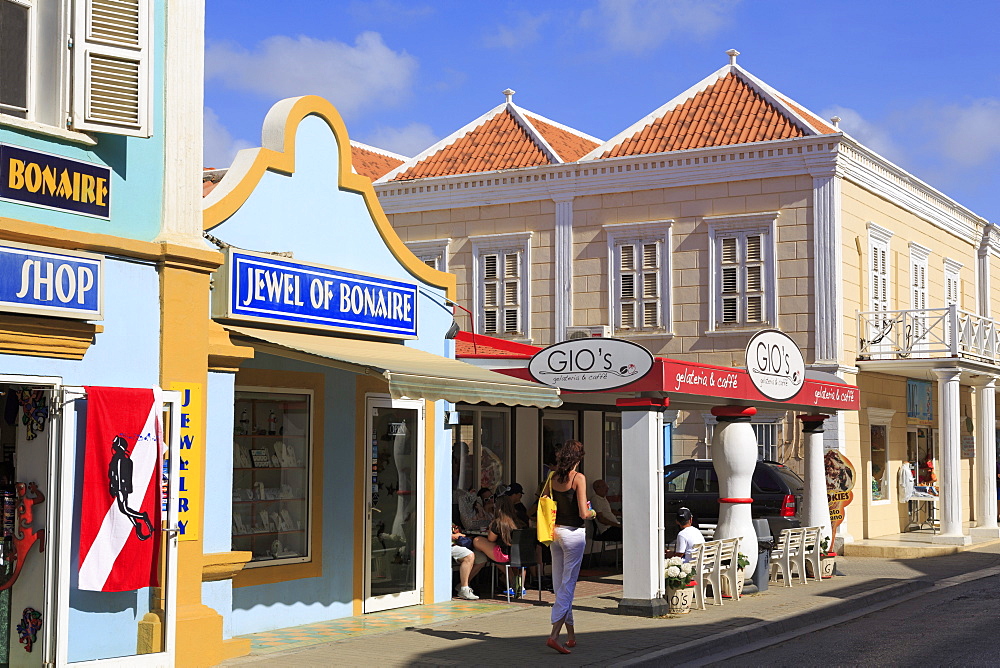 Stores on Kaya Grandi, Kralendijk, Bonaire, West Indies, Caribbean, Central America