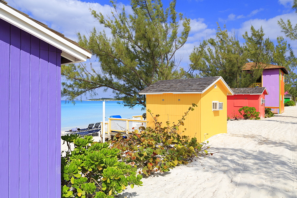 Cabana on Half Moon Cay, Little San Salvador Island, Bahamas, West Indies, Central America 