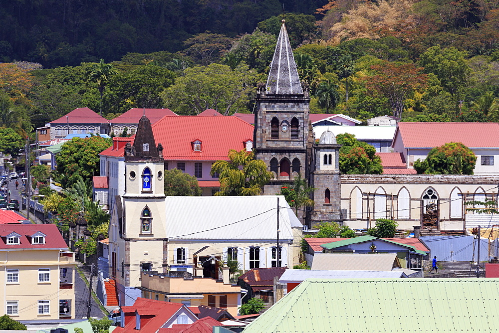 Churches in Roseau, Dominica, Windward Islands, West Indies, Caribbean, Central America 