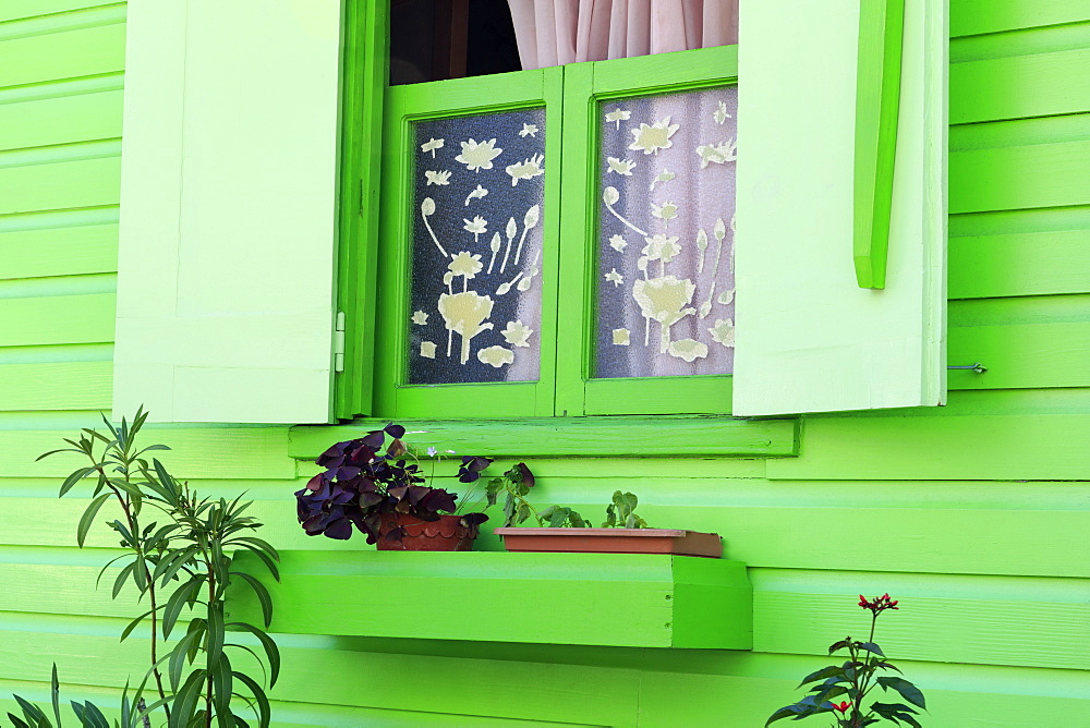 Cottage window in Roseau, Dominica, Windward Islands, West Indies, Caribbean, Central America 