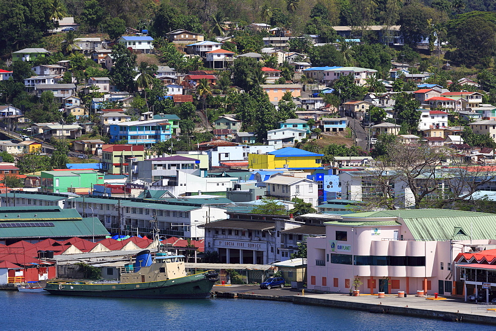 Docks in Castries Harbor, St. Lucia, Windward Islands, West Indies, Caribbean, Central America