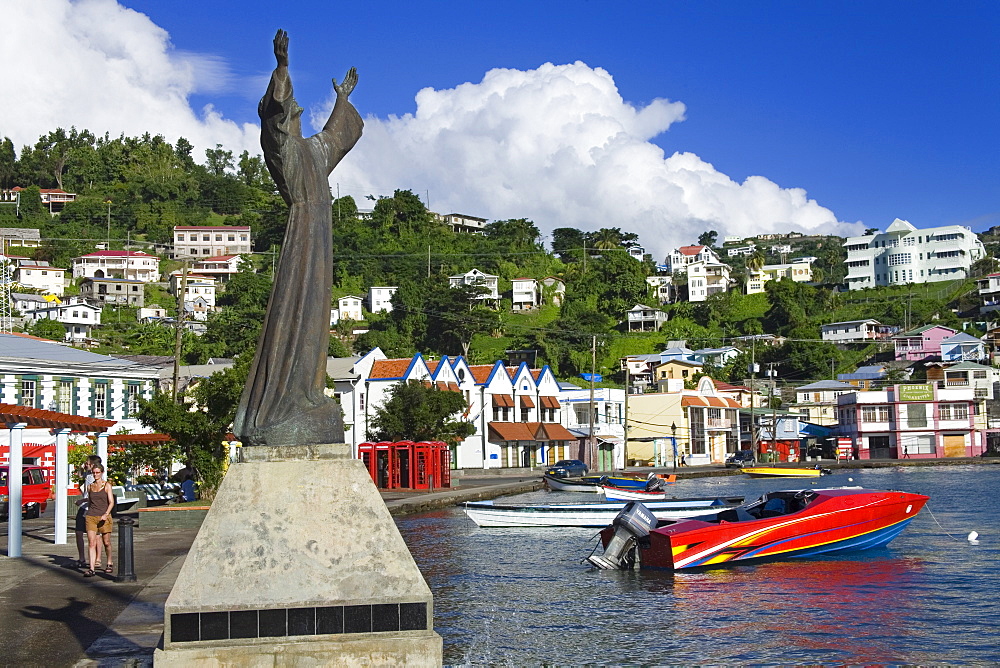 Statue in Carenage Harbour, St. George's, Grenada, Windward Islands, Lesser Antilles, West Indies, Caribbean, Central America