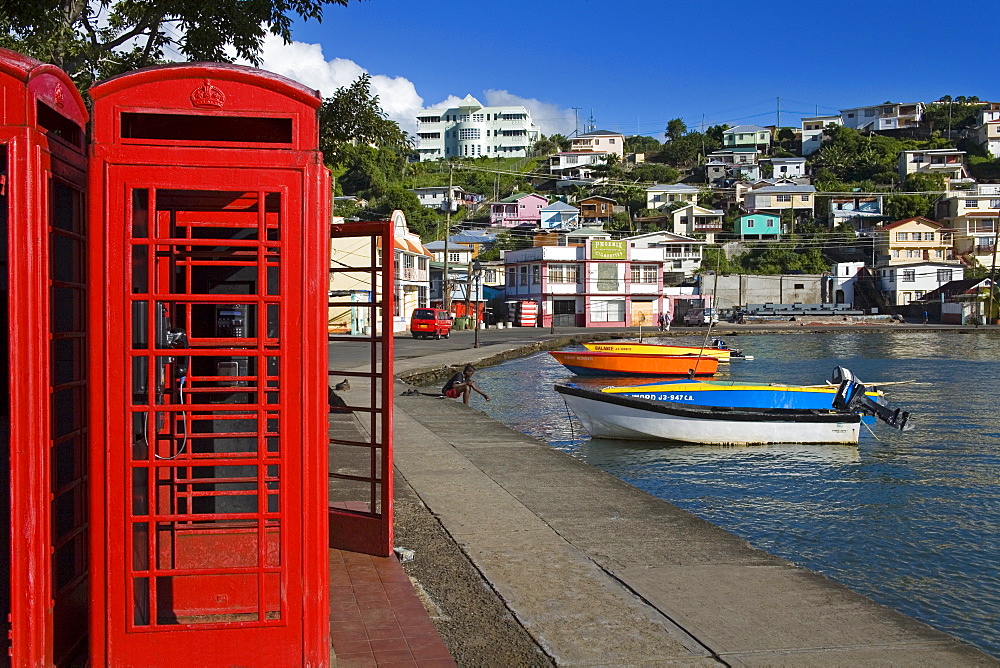 Phone box in Carenage Harbour, St. George's, Grenada, Windward Islands, Lesser Antilles, West Indies, Caribbean, Central America