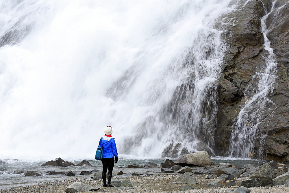 Nugget Falls at Mendenhall Glacier, Juneau, Alaska, United States of America, North America 