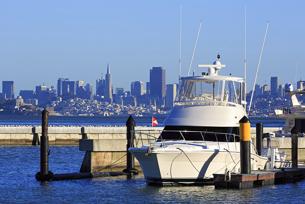 Marina and San Francisco skyline, Tiburon, Marin County, California, United States of America, North America