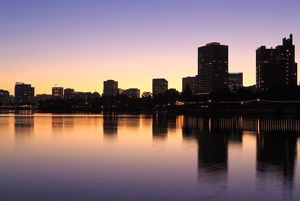 Oakland skyline and Lake Merritt, Oakland, California, United States of America, North America