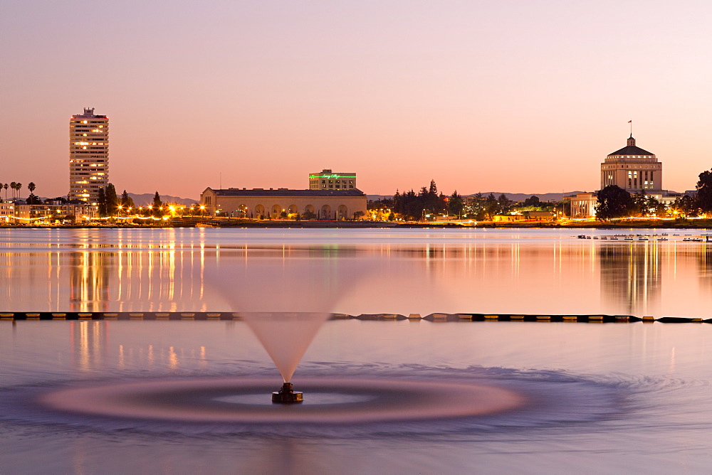 Fountain in Lake Merritt, Oakland, California, United States of America, North America