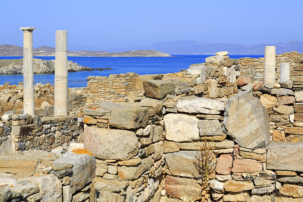 Delos archaeological ruins, UNESCO World Heritage Site, Delos, Cyclades, Greek Islands, Greece, Europe